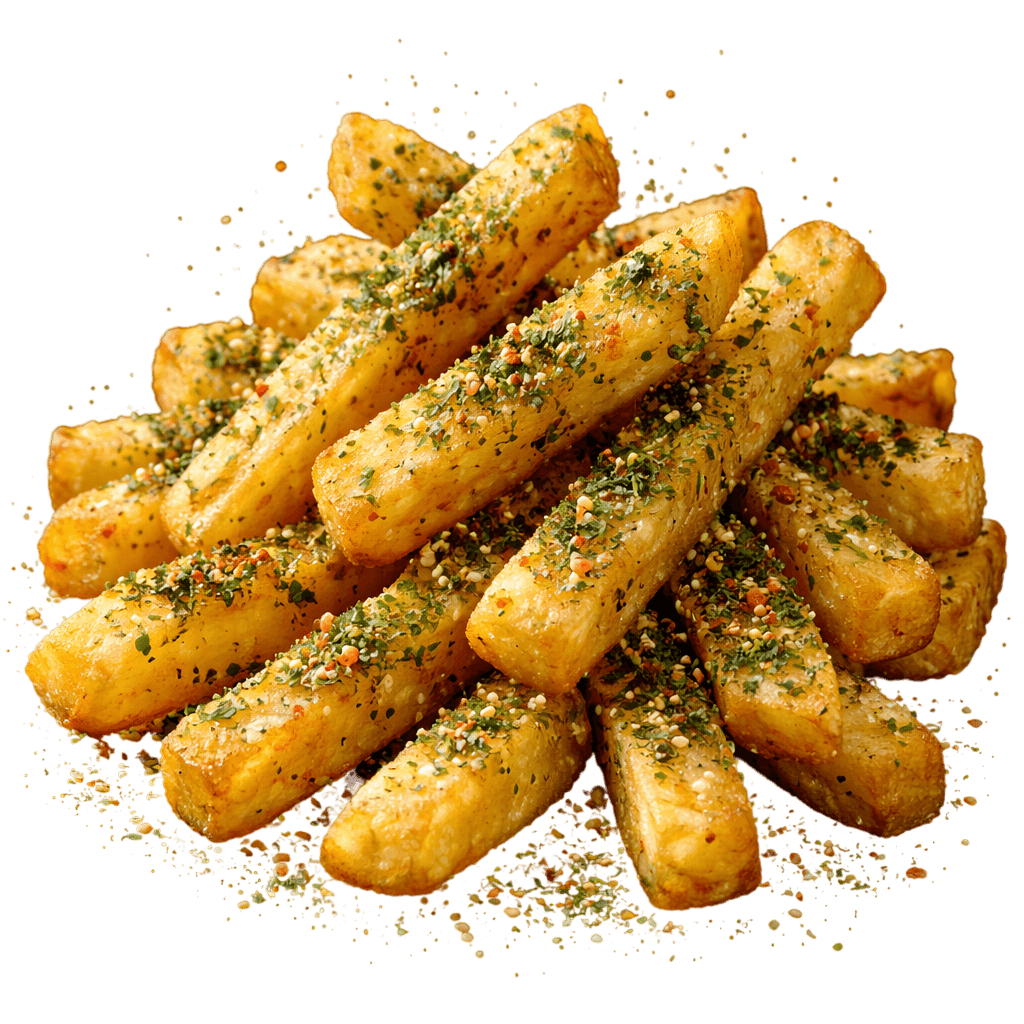 这盘金黄薯条撒满香料，脆到停不下来！配炸鸡绝配 🍟