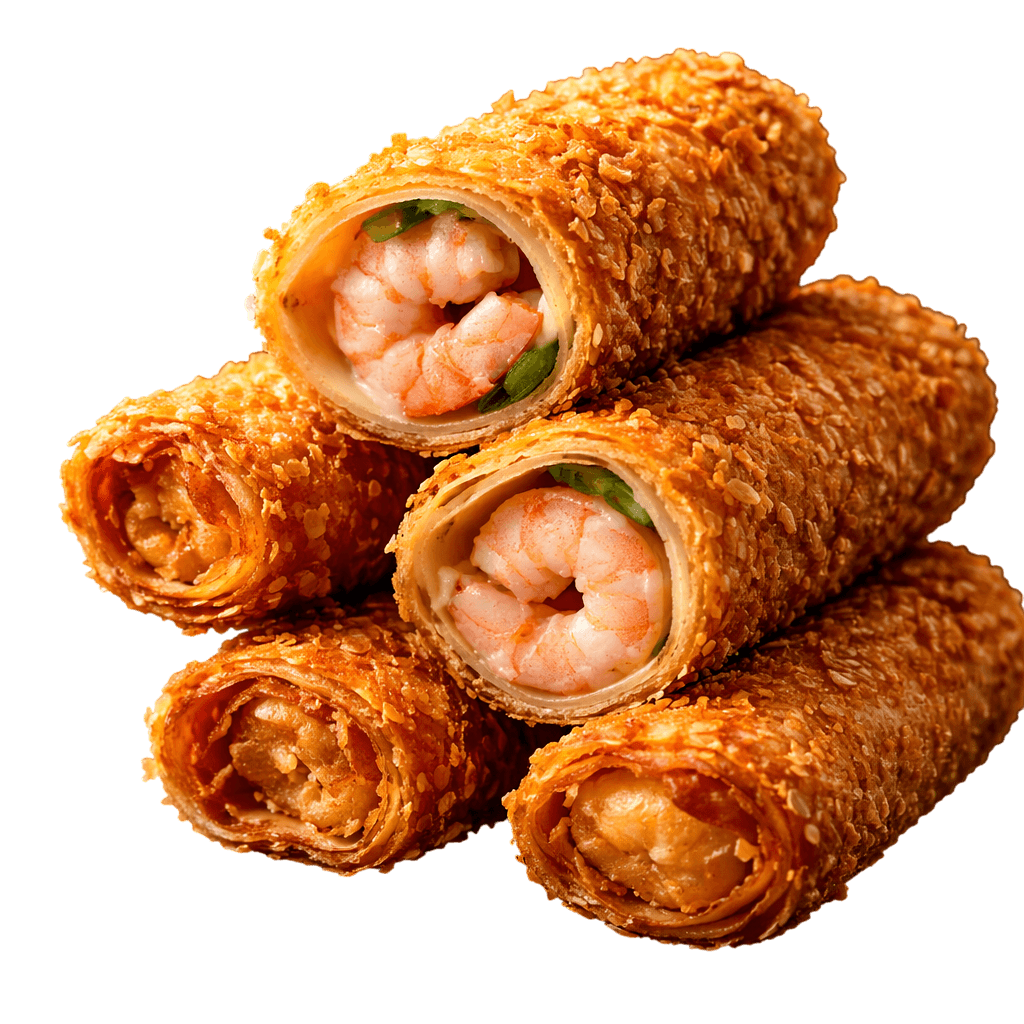 这款酥脆虾卷太上头了！一口下去满满整只虾，超级多汁 🦐